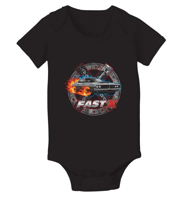 Gyerek bodyk Fast X Fiery Muscle Car Pistons Chains And Adrenaline