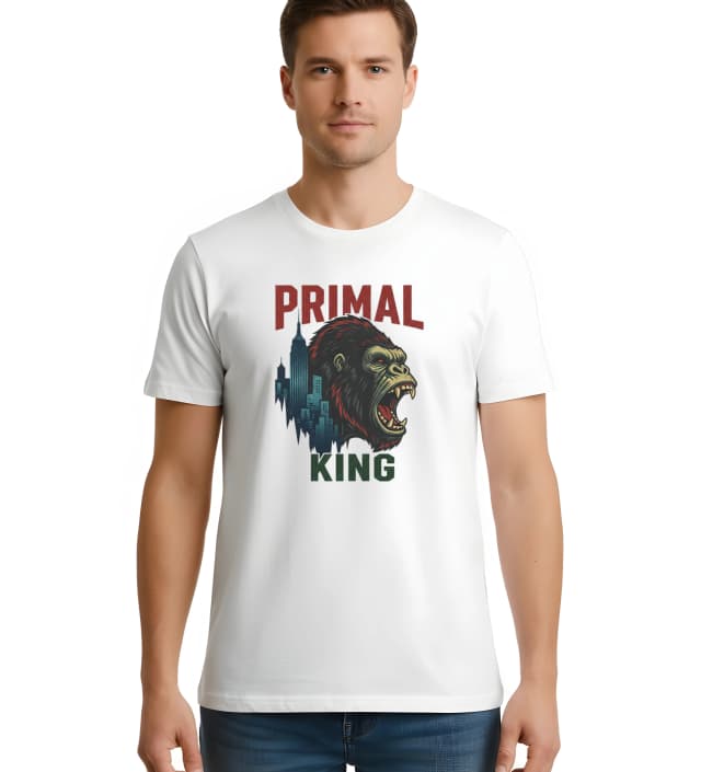 Férfi póló Primal King Vad Majomkirály A Város Éjszakai Fényben