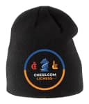 Gyerek téli sapka Duel Chesscom és Lichess Kék Lovag és Narancssárga Bástya