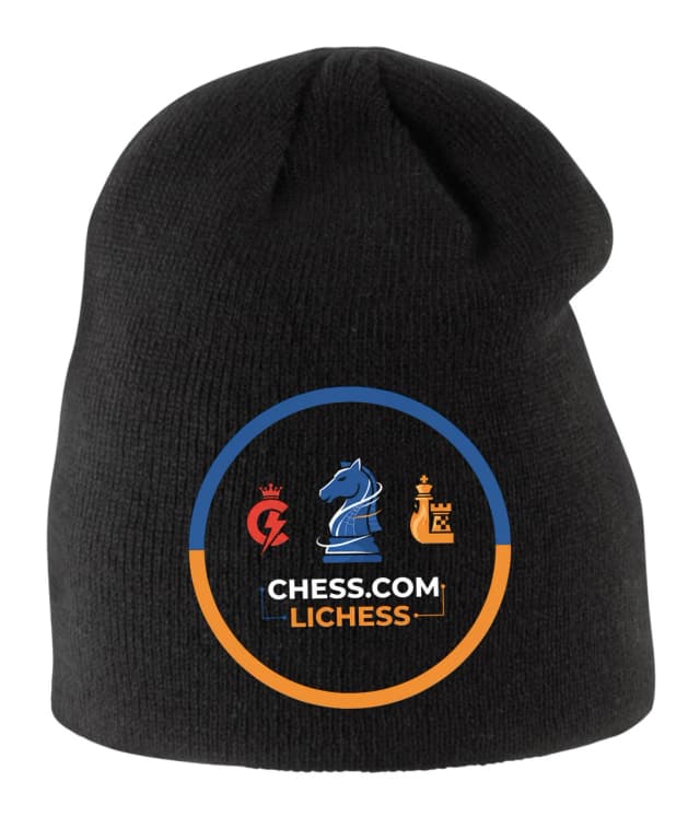 Gyerek téli sapka Duel Chesscom és Lichess Kék Lovag és Narancssárga Bástya