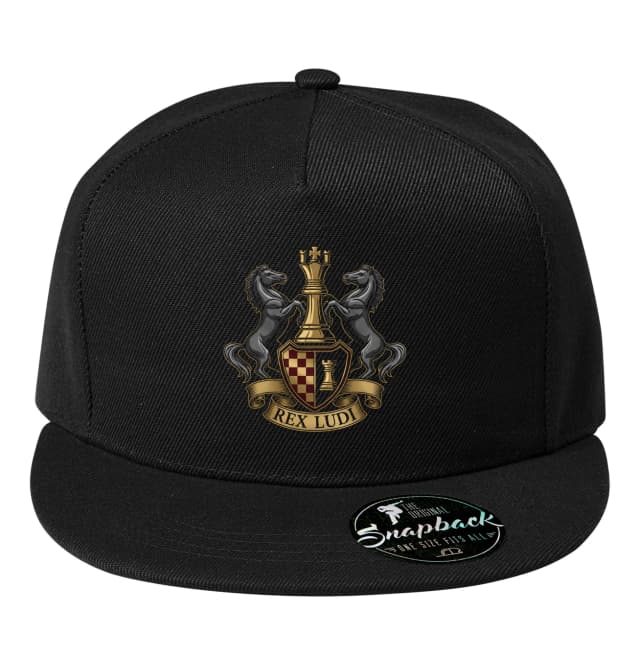 Snapback királyi sakk címer lószobrokkal és aranytoronnyal