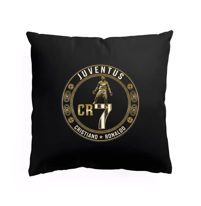 Párna arany embléma CR7 Juventus elegáns futball ikon fekete színben