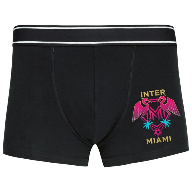 Inter Miami Boxer's Neon Tropical Retro Motívum Flamingó Pálmákkal és Futball-labdával