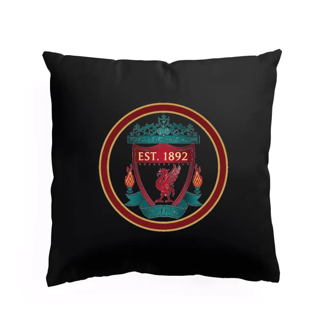 Klasszikus címeres párna, Liverpool városi legendája, "Soha nem fogsz egyedül járni" motívummal, alapítva 1892-ben
