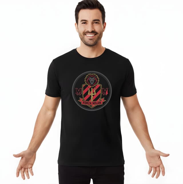 Férfi póló Proud Lion And Trident Forza Milan fekete és piros erő