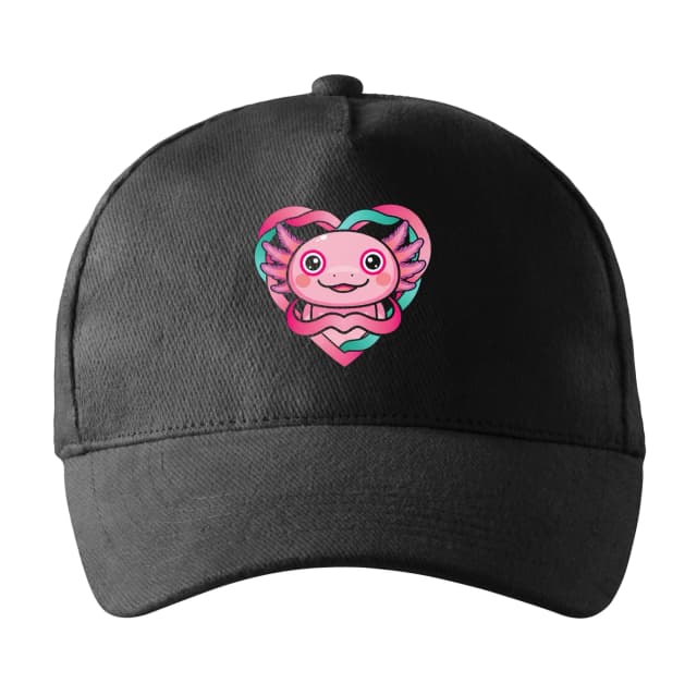 Sapka Rózsaszín Axolotl Szívvel és Boldog Mosolyral Kawaii Aranyos Motívummal