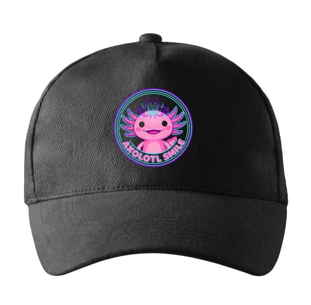 Sapkás rózsaszín axolotl neon mosollyal aranyos varázslatos víz alatti tündér