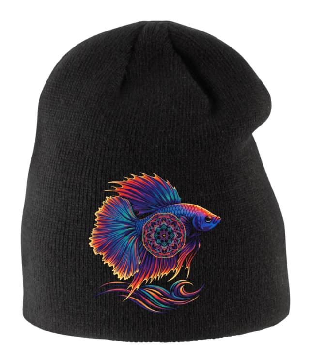 Gyerek téli sapka Betta szivárvány mandala neon színek robbanása és halak elegancia