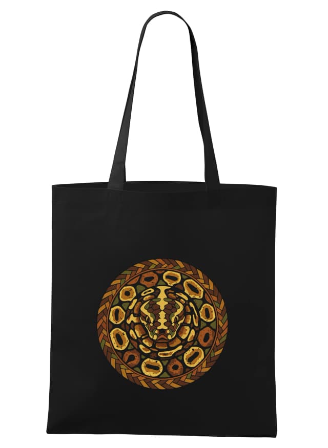 Ball Python Mandala bevásárlótáska arany mozaik motívummal természetes mintákkal és szerkezetekkel