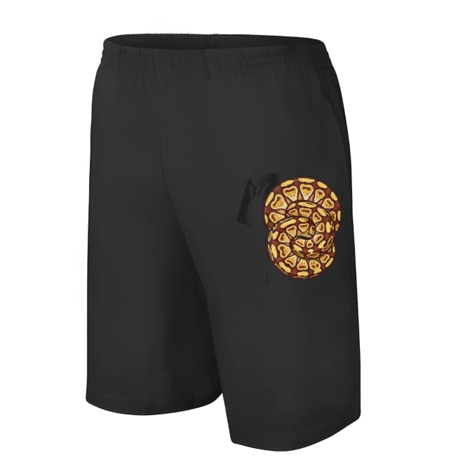 Férfi/gyermek rövidnadrág, arany mintás, gömb alakú piton bájjal, ívekkel és vad eleganciával