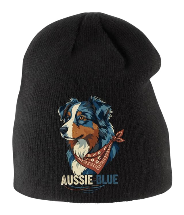 Gyermek téli sapka Aussie Blue Ausztrál juhászkutya büszke portréja Blue Merle