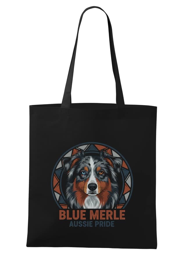 Blue Merle Aussie büszkeség heterokrómiával és hűségbevásárló táskával