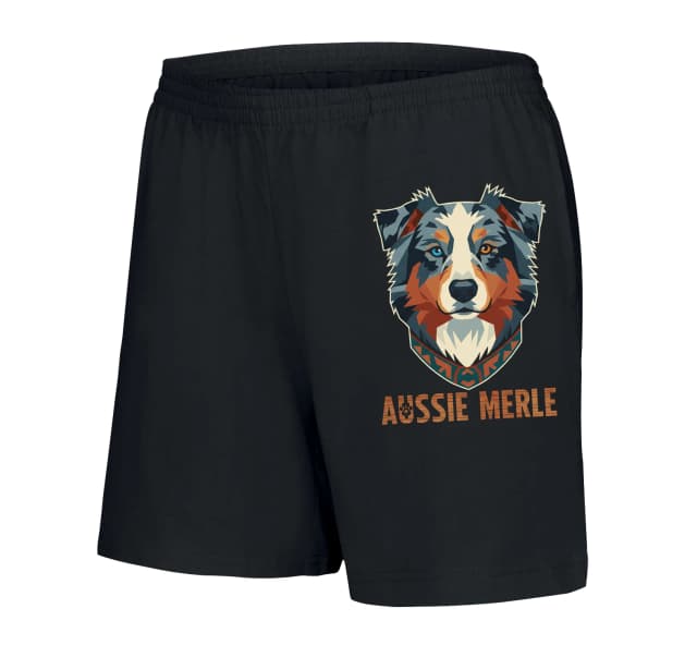 Női Aussie Merle Rövidnadrág Modern Geometrikus Portrémintás Etno Gallérral és Heterokrómiával
