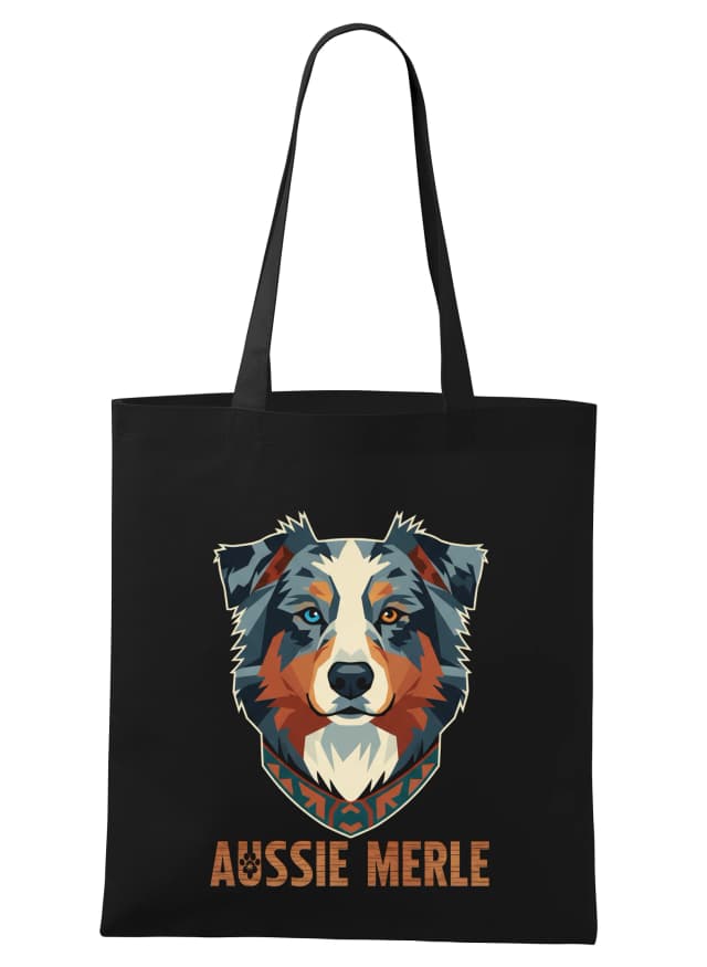 Aussie Merle bevásárlótáska modern geometrikus portré etno gallérral és heterokrómiával