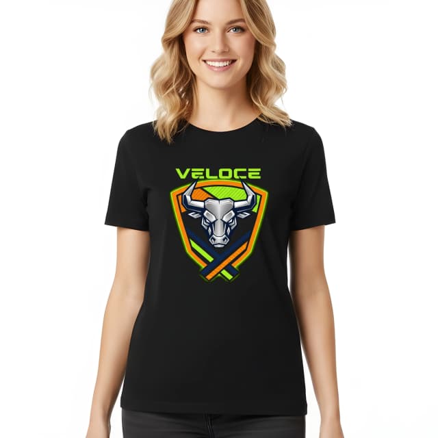 Női póló Agresszív Bull Shield Veloce Neon Emblem A Sebességért és Teljesítményért