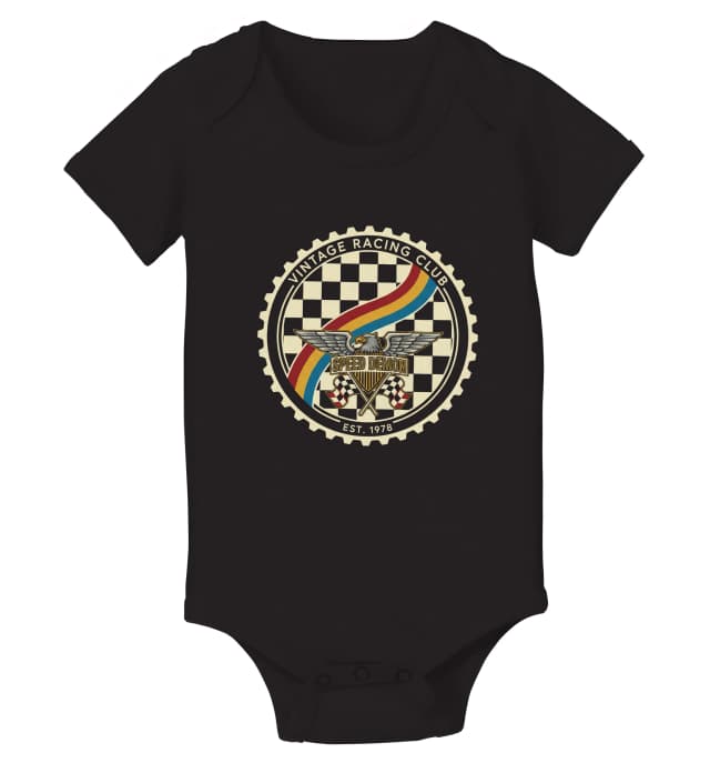 Gyerek body Vintage Racing Club Speed Demon Retro Racing Stripes And Checkerboard