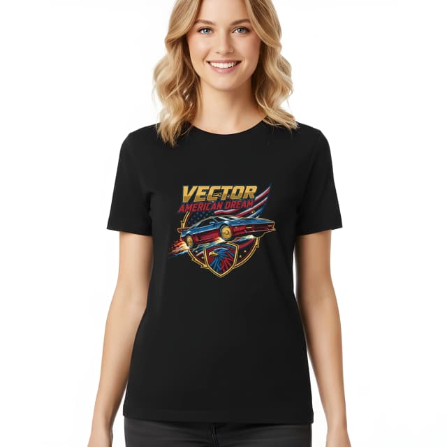 Női póló Vector American Dream Retro Engine Roar Eagle Flames Erő és Szabadság