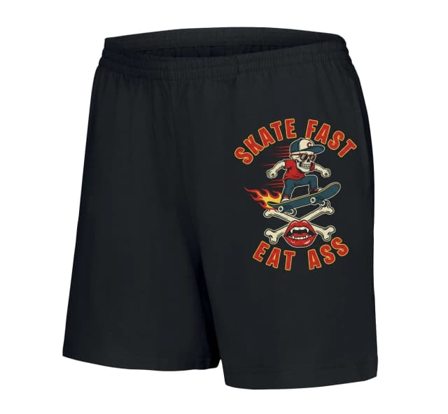 Női Skate Fast Rövidnadrág Tüzes Koponya Deszkán Keresztbe Való Mintával És Pimasz Ajkakkal