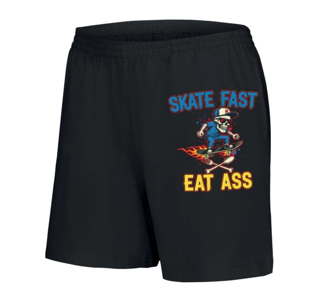 Női Skate Fast Rövidnadrág Koponya Gördeszkán Lángokkal és Evőeszközökkel
