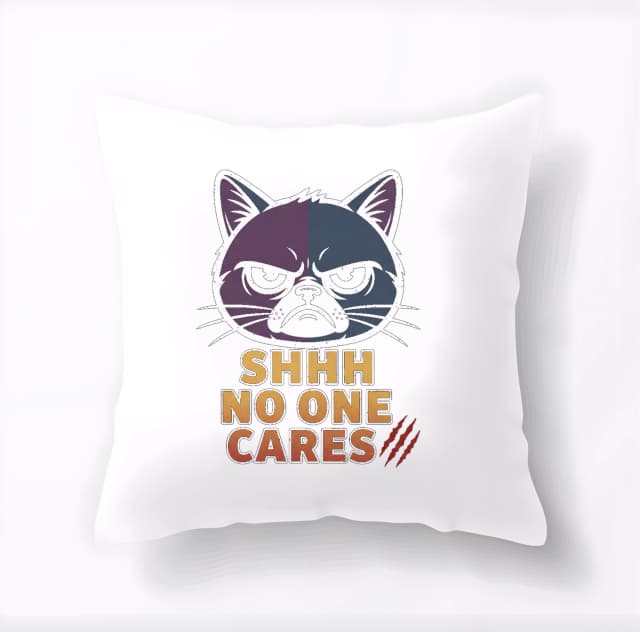 Szarkasztikus Grumpy Cat párna Shhh No One Caress (Senkit sem érdekel) és Claws (Karmok) felirattal