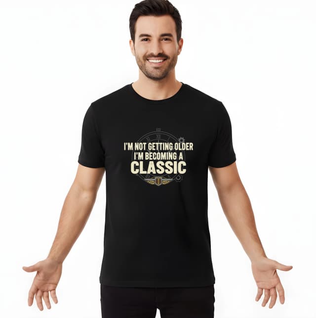 Férfi póló „Nem öregszem, klasszikussá válok” – Retro klasszikus időtlen bájjal