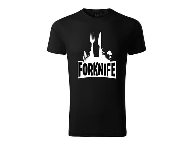 Férfi Fortnite paródia Pitchfork and Knife póló