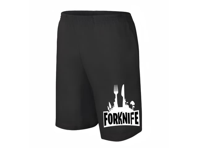 Férfi/gyerek rövidnadrág Fortnite paródia villa és kés