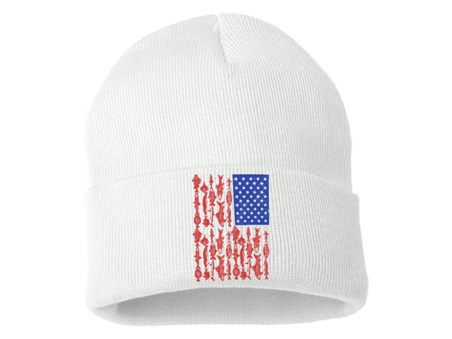Kötött téli sapka, horgászat, amerikai zászló